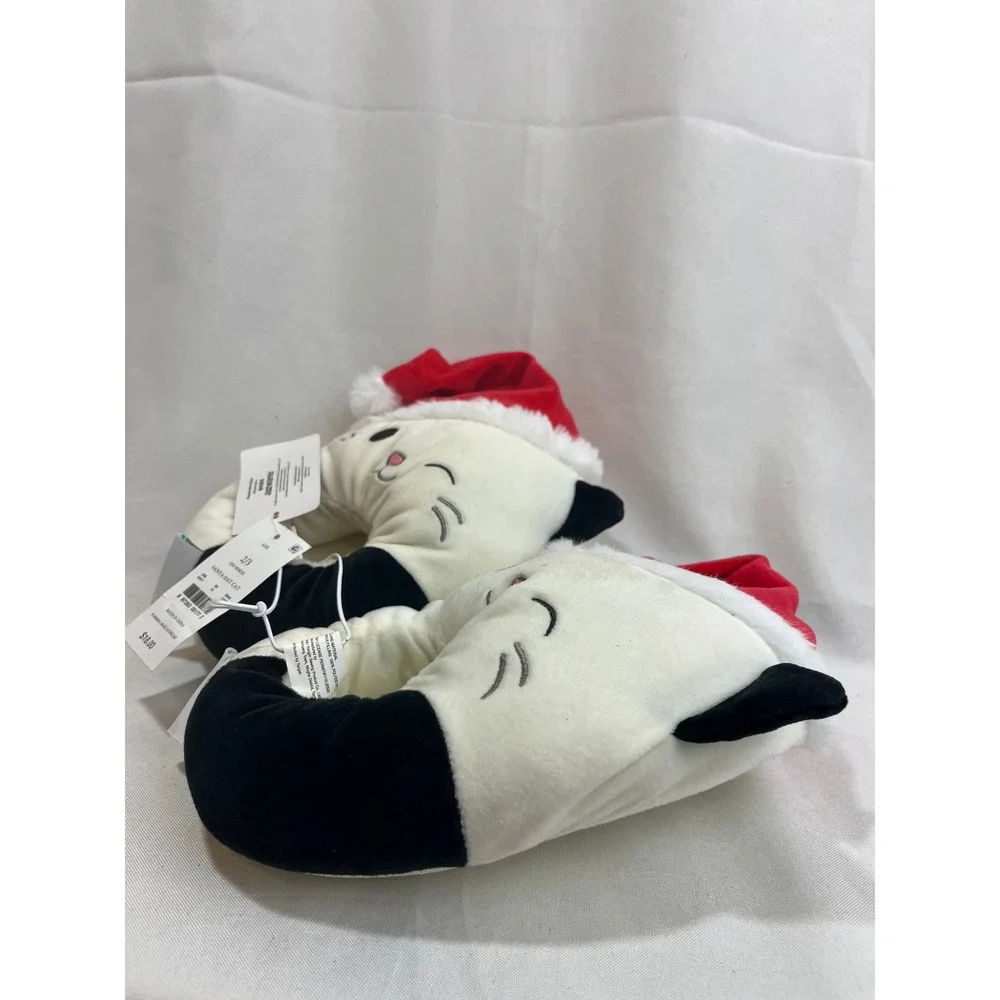 Squishmallows Cam the Cat Santa Hat Christmas Plush Slippers Kids Size 2/3 New